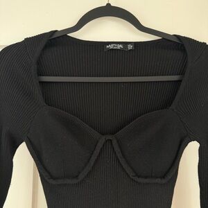 Nasty Gal Black Ribbed Sweetheart Crop Top